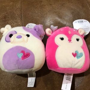 2 valentines animal squishmallow